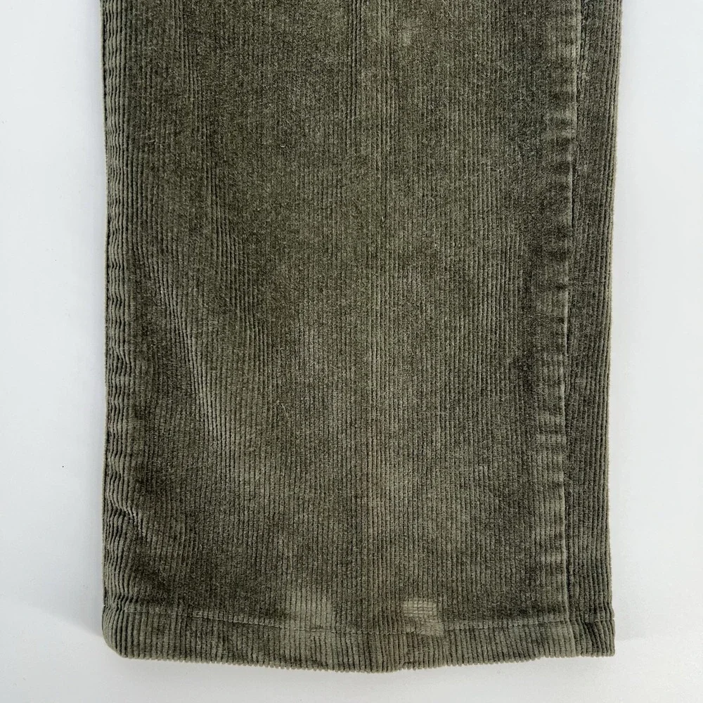 Jos A Bank Corduroy Pants Mens 35 x 32 Flat Front Straight Leg Khaki Green